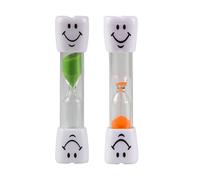 REQAG 2 Pcs de Sablier coloré d’Environ 3 Minutes avec Le Visage Souriant Horloge à Sable Sablier pour Enfant Sablier Jouet pour Les Enfants (vert et orange)