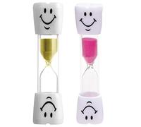 REQAG 2 PCS Sabliers Minuterie Horloge de Sable Hourglass avec Le Visage Souriant Horloge à Sable Sablier pour Enfant pour Jeux,Cuisine, Exercice,Etude,Brossage etc(3 Minutes)