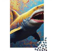 Requin 1000 Morceaux Papier Écologique Yellow Requin Casse-tête Entraînement Cérébral Facile Nettoyer Niveau Difficulté Équilibré Loisirs Maison 70x50cm/1000pcs