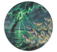 Requin 1000 Piece Puzzle Rond, pour Enfants Adulte Jouets De Anti Stress Unique Jigsaw pour La Famille Amis 12 Ans De Qualité Supérieure 1000pcs (67.5x67.5cm)