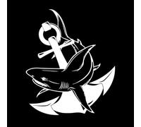 Requin-ancre style océanique marin Stickers muraux 34x40.3cm Décoration de carrosserie Blanc