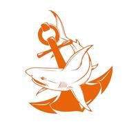 Requin-ancre style océanique marin Stickers muraux 34x40.3cm Multicolore Orange