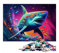 Requin Animal coloré Adultes 1000 pièces Puzzle Cadeaux Puzzle en Bois pour Adultes et Enfants 50x75 cm