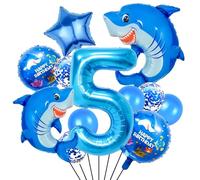 Requin Anniversaire Ballon, 12 Pièces Requin Decoration, Balloons Océan, Aluminium Balloon, Numérique Balloons, Ballon en latex, pour Anniversaires et Fêtes à Thème (5)