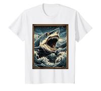 Requin Art Animal Wildlife Illustration Graphic Shark T-Shirt, Enfant, Blanc, 3 Ans