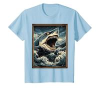 Requin Art Animal Wildlife Illustration Graphic Shark T-Shirt, Enfant, Bleu Céleste, 10 Ans