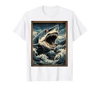 Requin Art Animal Wildlife Illustration Graphic Shark T-Shirt, Homme, Blanc, 4XL