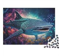 Requin-Baleine nageant - Puzzle 1000 pièces en Carton 100% recy aleine Fantastique dans Un océan Cosmique - Cadeau Amusant pour Adultes et Enfants - 38 x 26 cm