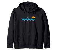 Requin brisant dans un coucher de soleil rétro vintage Sweat à Capuche