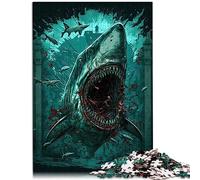 Requin coloré 1000 pièces Puzzles Adultes Puzzles Cadeaux Puzzles en Bois Jeux de Puzzles Amusants 19,7x29,5 Pouces