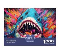 Requin Coloré Puzzle 1000 Pièces pour Adultes en Papier Art Vivant Relaxation Décoration Maison Cadeau Famille 52x38cm/1000pcs 52x38cm/1000pcs