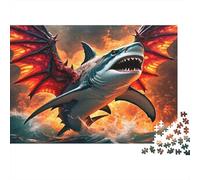 Requin Cracheur de Feu Puzzle 1000 Pièces Papier pour Adultes Ailes Enflammées Puzzle en Famille Décoration Détente 70x50cm/1000pcs