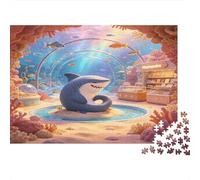 Requin Dessin Animé Puzzle 1000 Pièces Papier pour Adultes Monde sous Marin Coffret Puzzle 1000 Pièces Détente Décoration Maison Cadeau 70x50cm/1000pcs