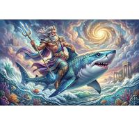 Requin géant de Poséidon Puzzle 1000 Pièces Adultes Et Enfants,Dès 14 Ans,Anti-Stress,Déco Murale Mythologie Grecque,Casse-tête,Premium,Carton, Jeu Éducatif,Défi,Détente 52x38cm