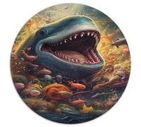 Requin Géant Préhistorique Puzzle 1000 Pièces Rond en Carton Puzzle pour Adultes Monde sous Marin