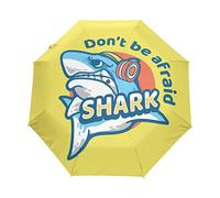 Requin Jaune Dessin Animé en Colère Parapluie Pliable Pliant à Ouverture Automatique Parapluies Pliant Coupe-Vent pour Voyager Plage Femmes Enfants Homme Fille