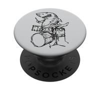 Requin Jouant de la Batterie Poisson Batteur drôle Rock Plage Musicien PopSockets PopGrip Adhésif