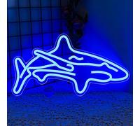 Requin Led Enseigne Au Néon Pour Chambre À Coucher Bleu Enseignes Au Néon Mur Décoratif 17''x9'' Acrylique Veilleuse Animale pour Garçon Cadeaux Salon Boutique Hôtel Bar Articles De Fête