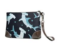 Requin-Marteau Aquarelle,Sacs à Main en Cuir PU pour Femmes, Pochette à Fermeture éclair, Portefeuille, Sac à Main avec dragonne