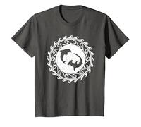 Requin Marteau et Dauphin Tribal Polynésie T-Shirt, Enfant, Asphalte, 4 Ans