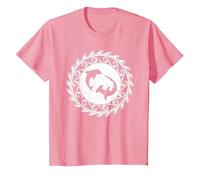 Requin Marteau et Dauphin Tribal Polynésie T-Shirt, Enfant, Rose, 6 Ans