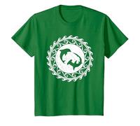 Requin Marteau et Dauphin Tribal Polynésie T-Shirt, Enfant, Vert Kelly, 2 Ans