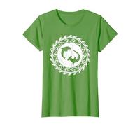 Requin Marteau et Dauphin Tribal Polynésie T-Shirt, Femme, Herbe, S