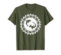 Requin Marteau et Dauphin Tribal Polynésie T-Shirt, Homme, Olive, L