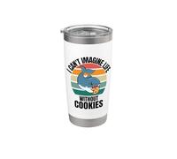 Requin mignon rétro I Can't Imagine Life Without Cookies Gobelet isotherme en acier inoxydable double paroi