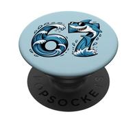 Requin numéro 67 Or 67th Birthday Cool Meme Six Seven PopSockets PopGrip Adhésif