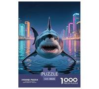 Requin Papier Puzzle Jeu De Puzzle Activités Familiales Stimulantes 1000 Stukjes Féroces bêtes de mer Casse-tête Qualité Premium pour Adultes 38x26cm/1000pcs