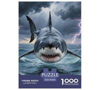 Requin Papier Puzzle Jeu De Société Adulte Activités Familiales Stimulantes 1000 Pièces Féroces bêtes de mer Casse-tête Qualité Premium pour Adultes 70x50cm/1000pcs