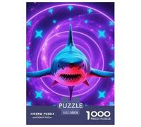 Requin Papier Puzzle Jeu De Société Adulte Activités Familiales Stimulantes 1000 Pieces Féroces bêtes de mer Casse-tête Qualité Premium pour Adultes 38x26cm/1000pcs