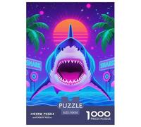 Requin Papier Puzzle Jeu De Société Adulte Pièces Parfaitement Assorties 1000 Pièces Féroces bêtes de mer Casse-tête Qualité Premium pour Adultes 70x50cm/1000pcs