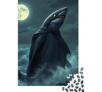 Requin Puzzle À 1000 Morceaux Papier Épais Grim Reaper Requin Puzzle Familial Passionnés Casse-tête Parents-Enfants Compatible Plateau Loisirs Maison 38x26cm/1000pcs