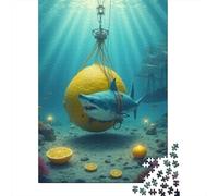 Requin Puzzle À 1000 Morceaux Papier Épais Orca Balle d'or Puzzle Familial Familles 8 Ans+ Passionnés Casse-tête Heures Divertissement Garanties 70x50cm/1000pcs