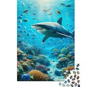 Requin Puzzle À 1000 Morceaux Papier Épais Requin School Reef Puzzle Familial Familles 8 Ans+ Passionnés Casse-tête Heures Divertissement Garanties 52x38cm/1000pcs