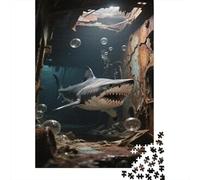 Requin Puzzles 1000 Pièces Cadeau Unique épaves Tangalooma Jeu Éducatif Défi Jouet À De Qualité Supérieure Peinture Art pour Adultes Et Enfants À Partir De 12 Ans 1000pcs (75x50cm)