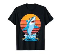 Requin rétro coucher de soleil cool dans des lunettes de soleil drôles animaux requins T-Shirt