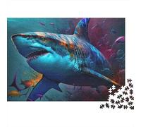 Requin Scène Océan Puzzle 1000 Pièces Puzzle pour Adultes sous-Marin détente Concentration décoration Maison Cadeau 38x26cm/1000pcs