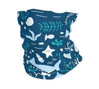 Requin souriant Animaux marins Poissons Étoile de mer Bleu, Bandana tour de cou souple cache-cou tube demi-masque