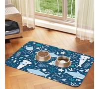 Requin Souriant Animaux Marins Poissons Étoile de mer Bleu,Tapis d'alimentation pour Animaux de Compagnie, Sets de Table en Cuir PU pour Chats et Chiens,30x45cm