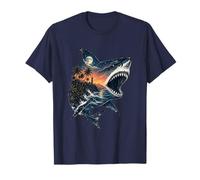 Requin surréaliste, océan, Coucher de Soleil, île Tropicale, Phare Marin T-Shirt
