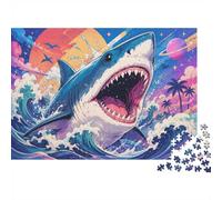 Requin Vague Coucher Puzzle, 1000 Pcs pour Adultes Haute Qualité | 38x26cm Carton, Exercice Mental, Cadeau Anniversaire, Accent Salon, Finition Lisse
