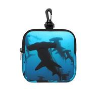 Requins-marteaux imprimés,Pochette de Rangement carrée à Fermeture éclair, Porte-Monnaie en néoprène, Petit Portefeuille, Pochette à Monnaie, Porte-Monnaie