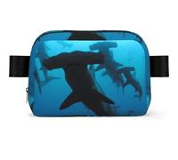 Requins-marteaux imprimés,Sac Banane carré de Voyage, Sac de Poitrine décontracté, Sac Banane pour Hommes et Femmes