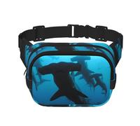 Requins-marteaux imprimés,Sac Banane carré Double Couche, Sac de Poitrine