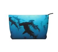 Requins-marteaux imprimés,Trousse de Toilette en Velours côtelé, Trousse de Maquillage Portable pour Les Voyages