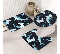 Requins-Marteaux La Nuit Lot De 3 Tapis Bain Absorbant Tapis De Toilette Décoratif Carpettes De Toilette pour Chambre À Coucher Douche Intérieur