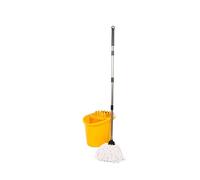 Requisite Needs Ensemble Balai et Seau Professionnel très résistant avec essoreur et Deux têtes de Balai Traditionnelles en Coton pour Nettoyer Les sols - Seau à Franges d'une capacité de 16 l avec